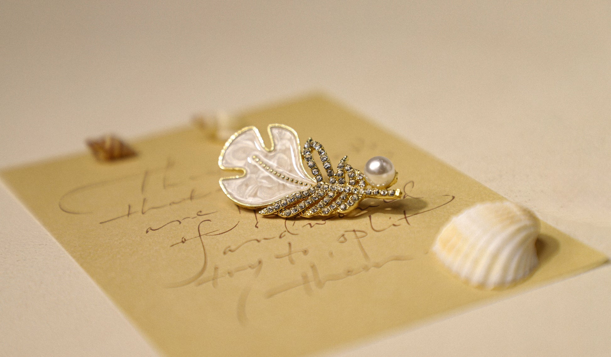 edoa Mother of Pearl Feather Brooch