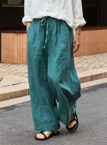 edoa Washed Linen Palazzo Pants