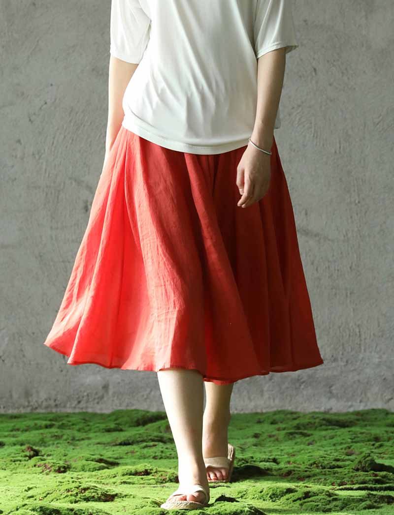edoa Ramie Cotton Blend A-line Skirt