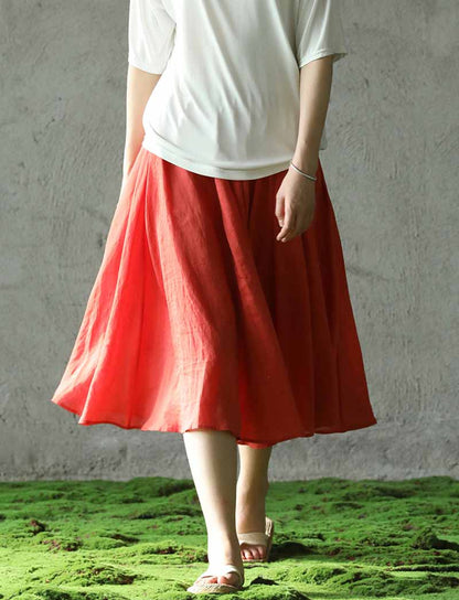 edoa Ramie Cotton Blend A-line Skirt