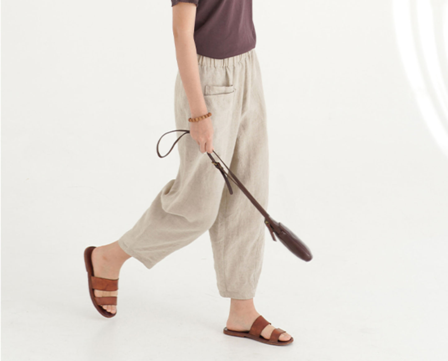 edoa Twin Patch Pockets Tapered Linen Pants