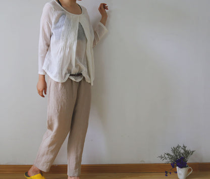 edoa Linen Cotton blend Pleated Top