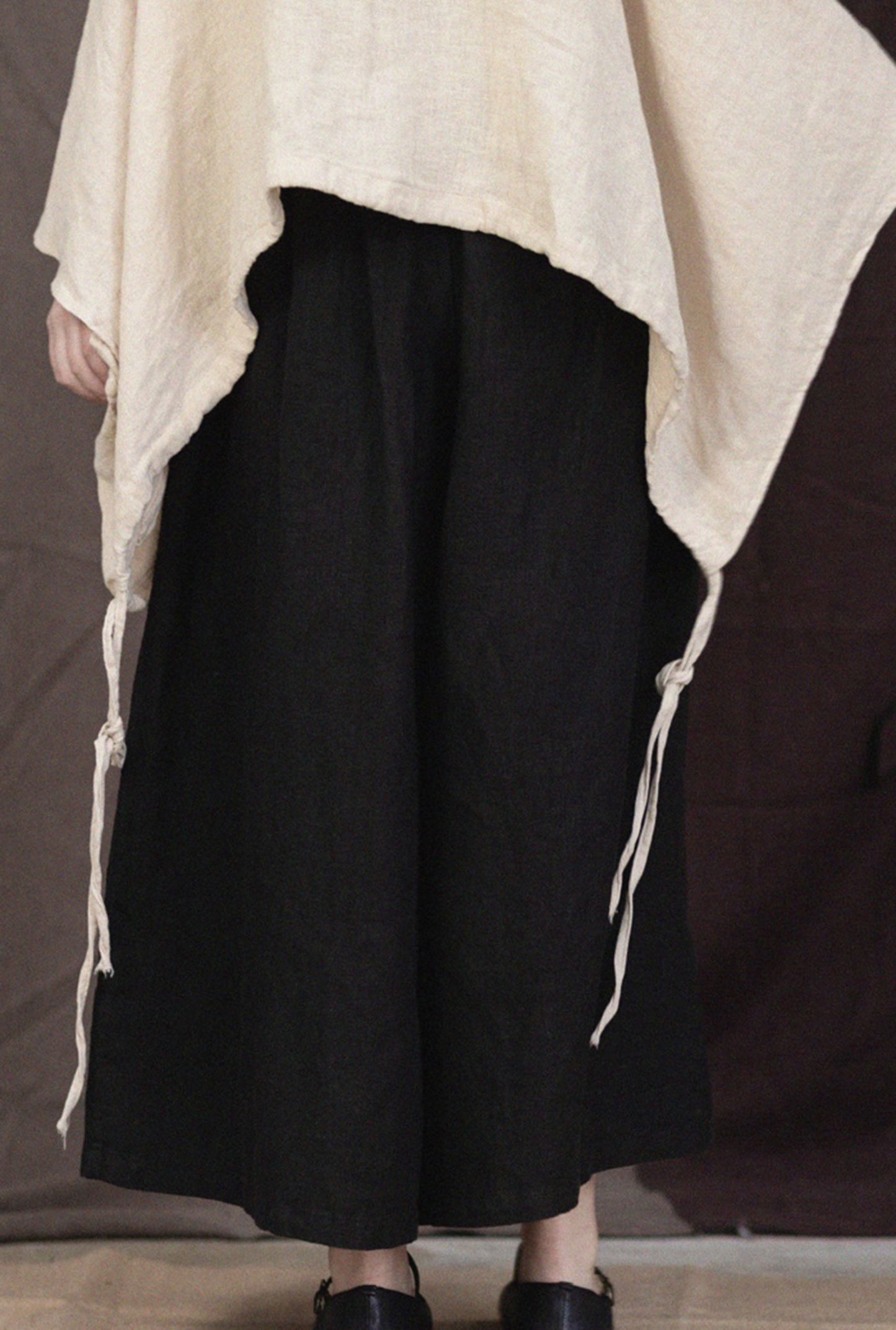 edoa Linen Wide Leg Culotte Pants