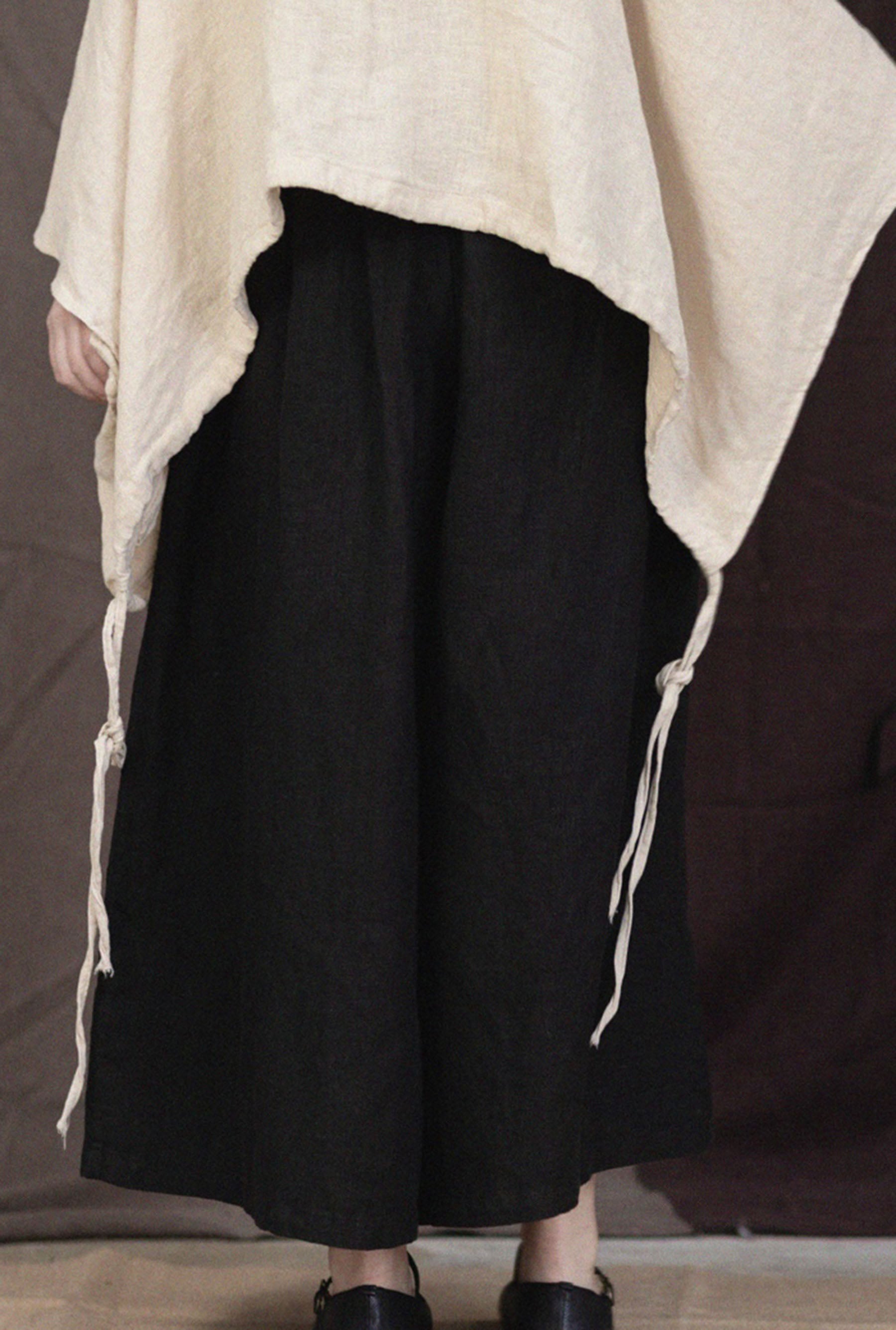 edoa Linen Wide Leg Culotte Pants