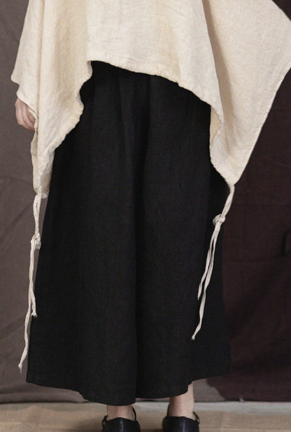 edoa Linen Wide Leg Culotte Pants