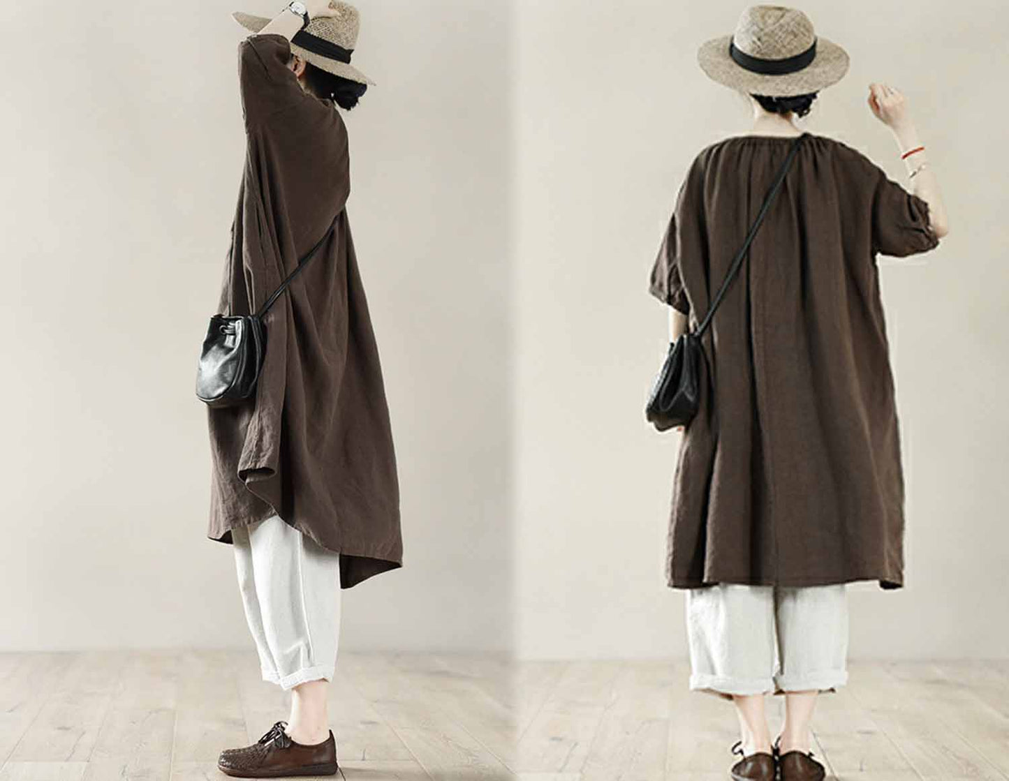 edoa Super Loose Linen Tunic Dress 
