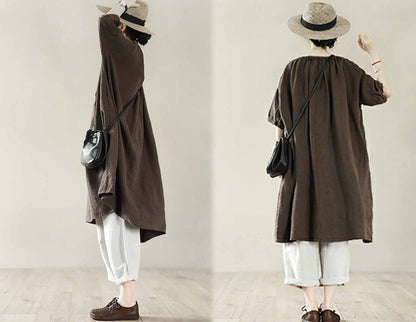 edoa Super Loose Linen Tunic Dress 