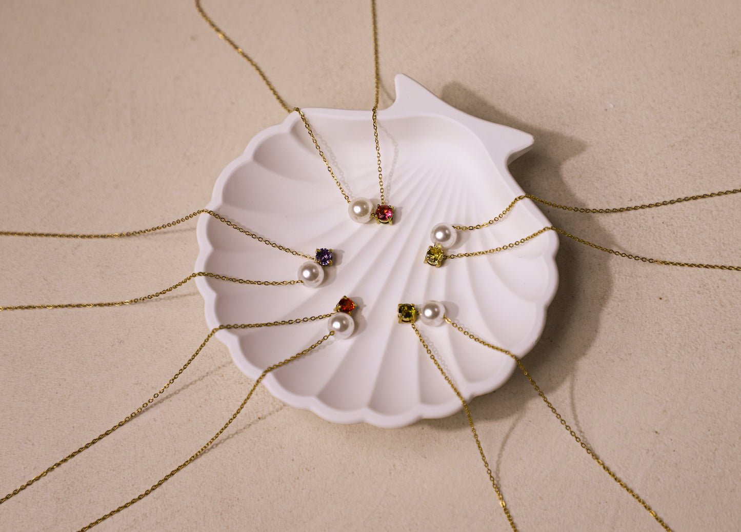 edoa Peal and Birthstone Duo Clavicle Chain