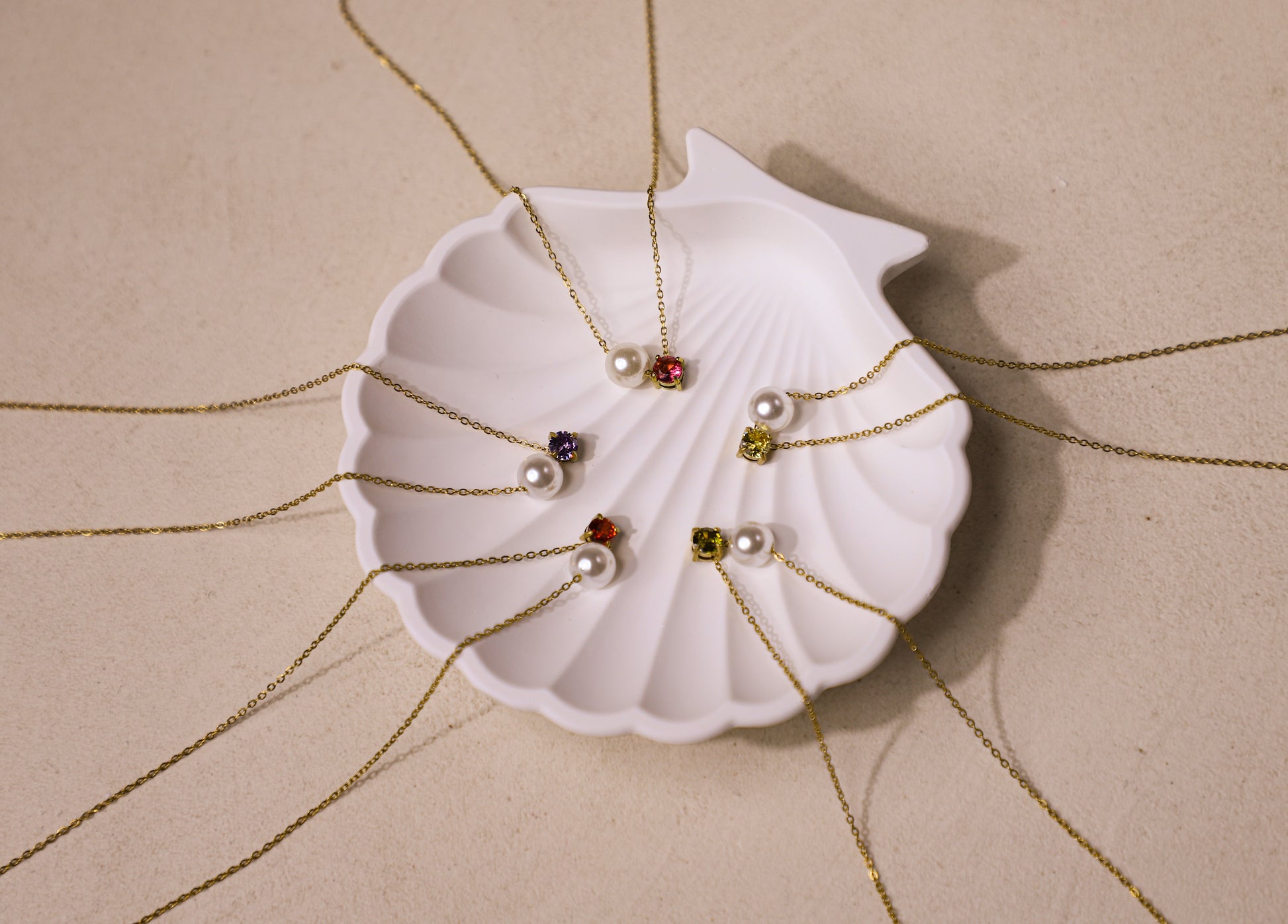 edoa Peal and Birthstone Duo Clavicle Chain
