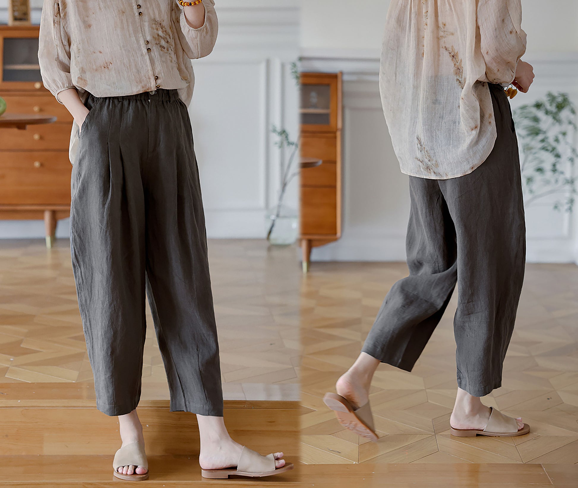 edoa High Count Linen Pants