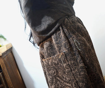 Mud Tussah Silk Jacquard Low-crotch Pants pa0123 X308