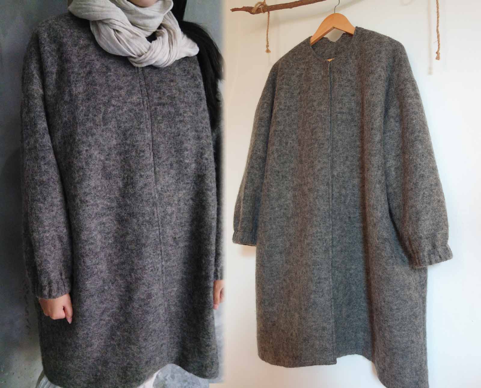 edoa Oversized Knit Wool Coat 