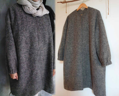 edoa Oversized Knit Wool Coat 