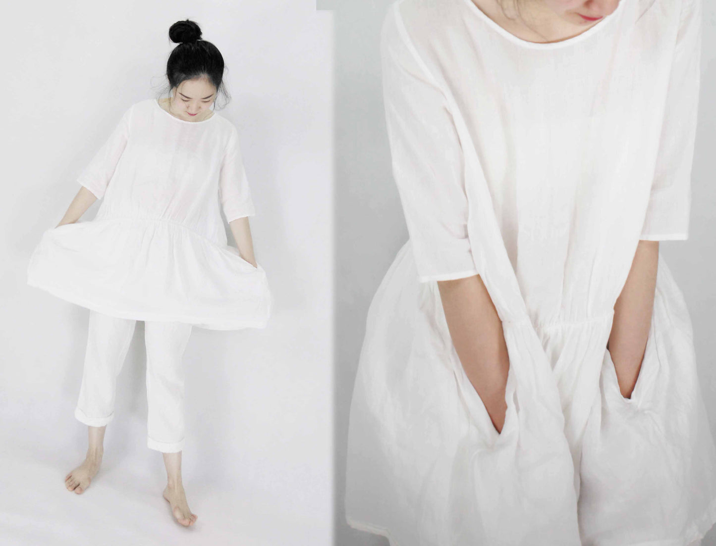 edoa Light Gray Tunic Swing Dress 