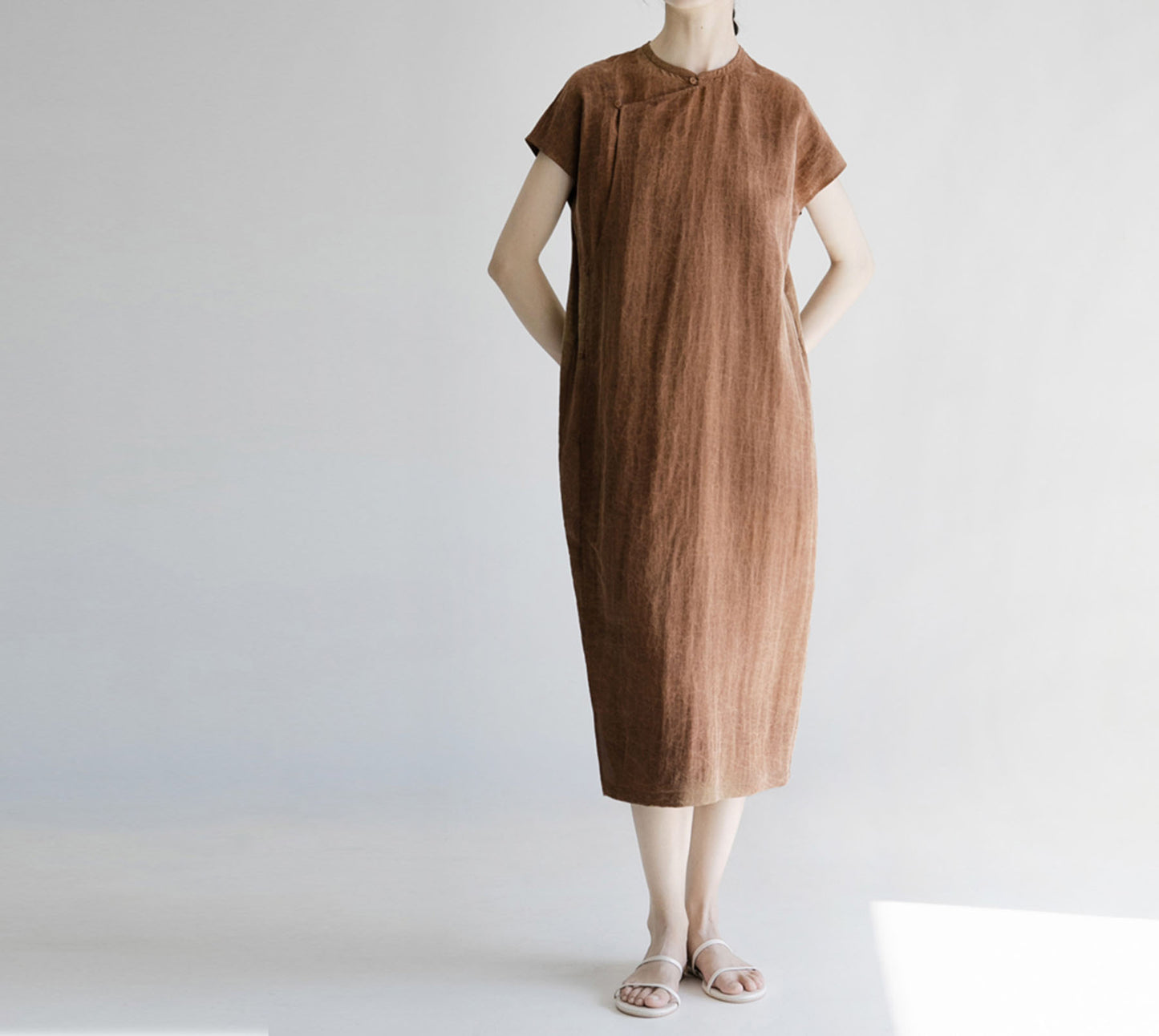 edoa Cracked Mud Silk Qipao Dress