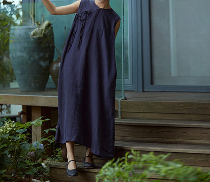 edoa Linen Sleeveless A-line Modified Qipao