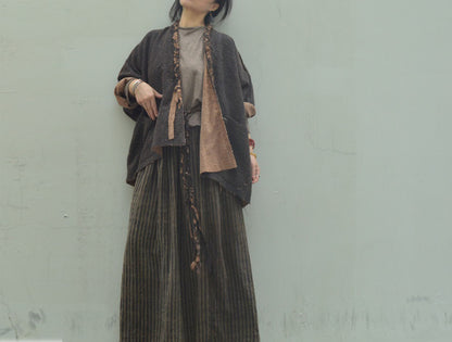 edoa Reversible Mud Tussah Silk Braided Cardigan