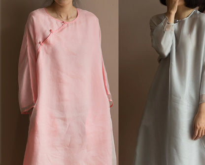 edoa Modified Silk Organza Cheongsam Dress