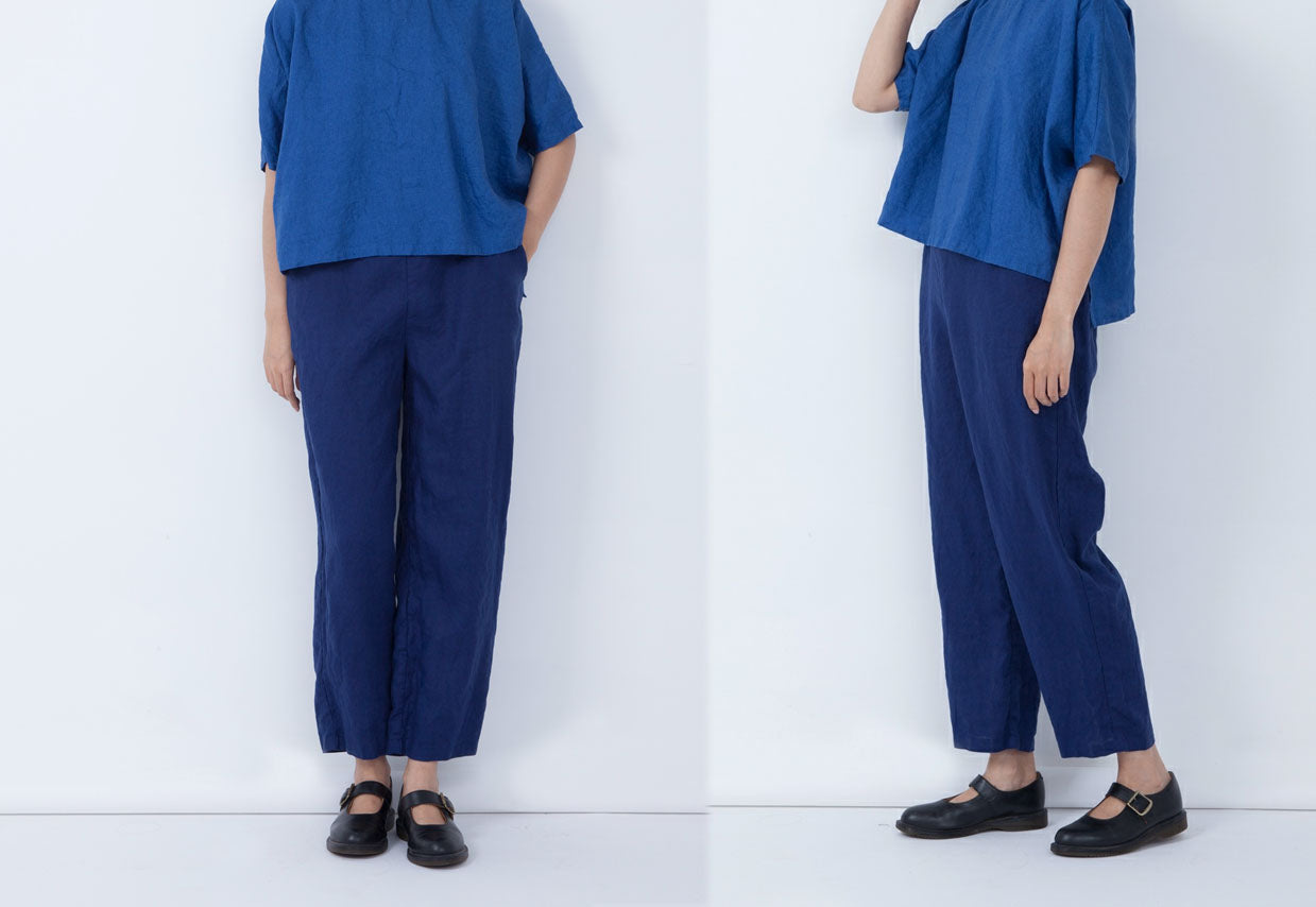 edoa Loose Fitting Linen Tapered Pants