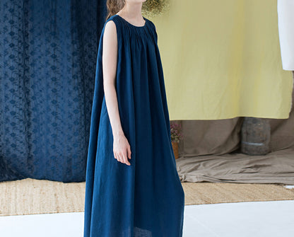 edoa Pintucked Linen Tank Dress