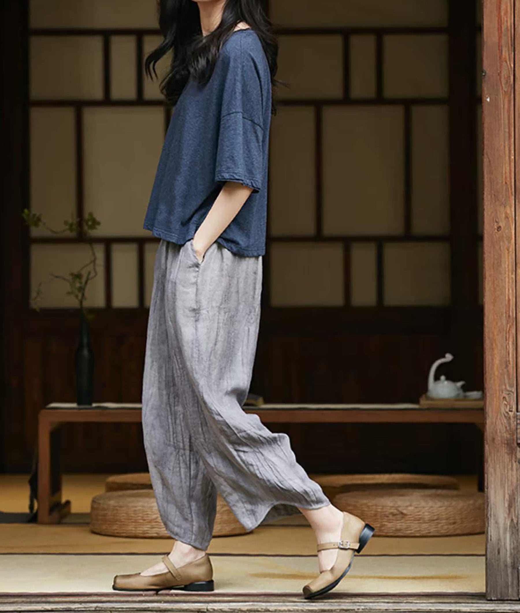 edoa Crinkled Tie Dyied Linen Pants