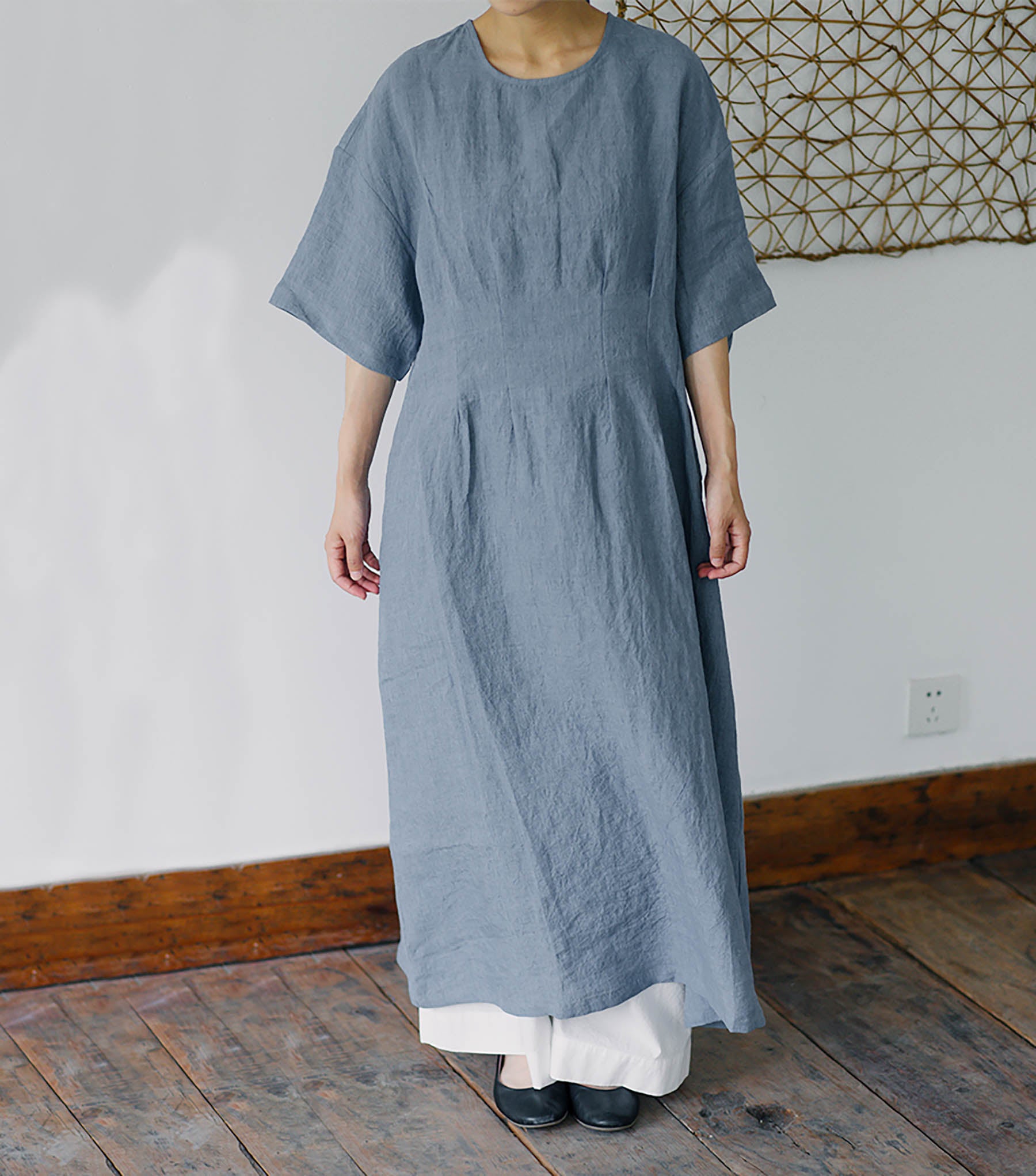 edoa Linen Kaftan Dress with Detachable Belt