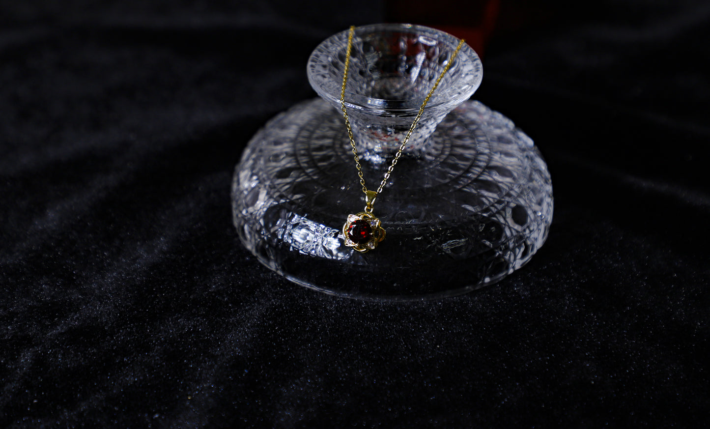 edoa Double Layer Rose Swing Ruby Necklace
