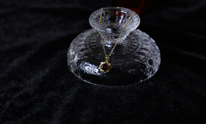 edoa Double Layer Rose Swing Ruby Necklace