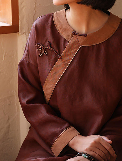 edoa Luxury Cracked Mud Silk Habotai Chinese Style Cheongsam