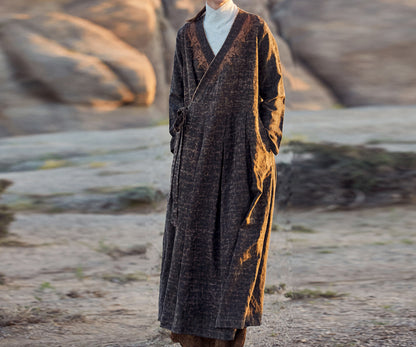 edoa Cracked Mud Silk Embroidered Dress 