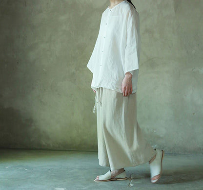 edoa Ramie Blouse with Hand Knotted Chinese Buttons