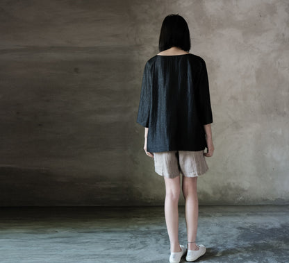 edoa Cracked Mud Silk 3/4 Sleeve Tee