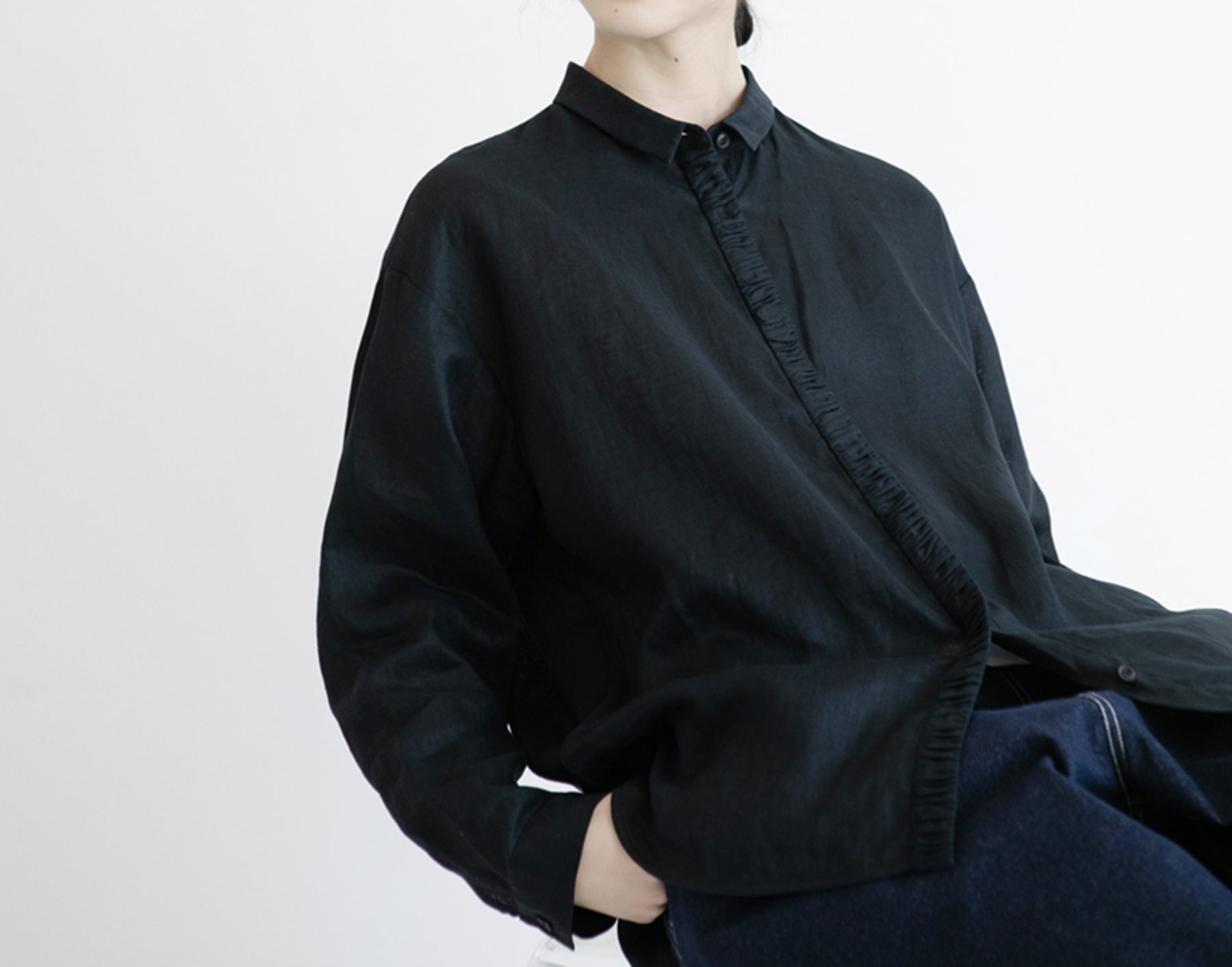 edoa Black Linen Shirt