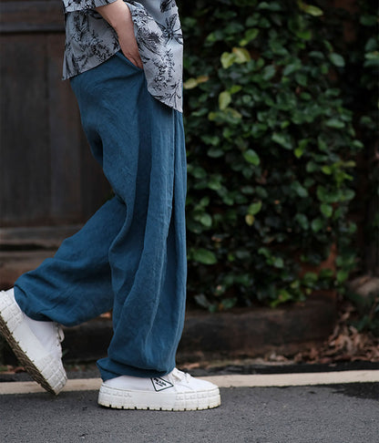 edoa Loose Fitting Tapered Linen Pants