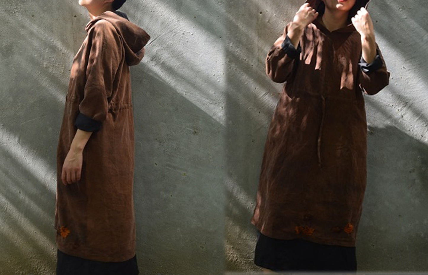 edoa Reversible Mud Silk Hooded Dress 
