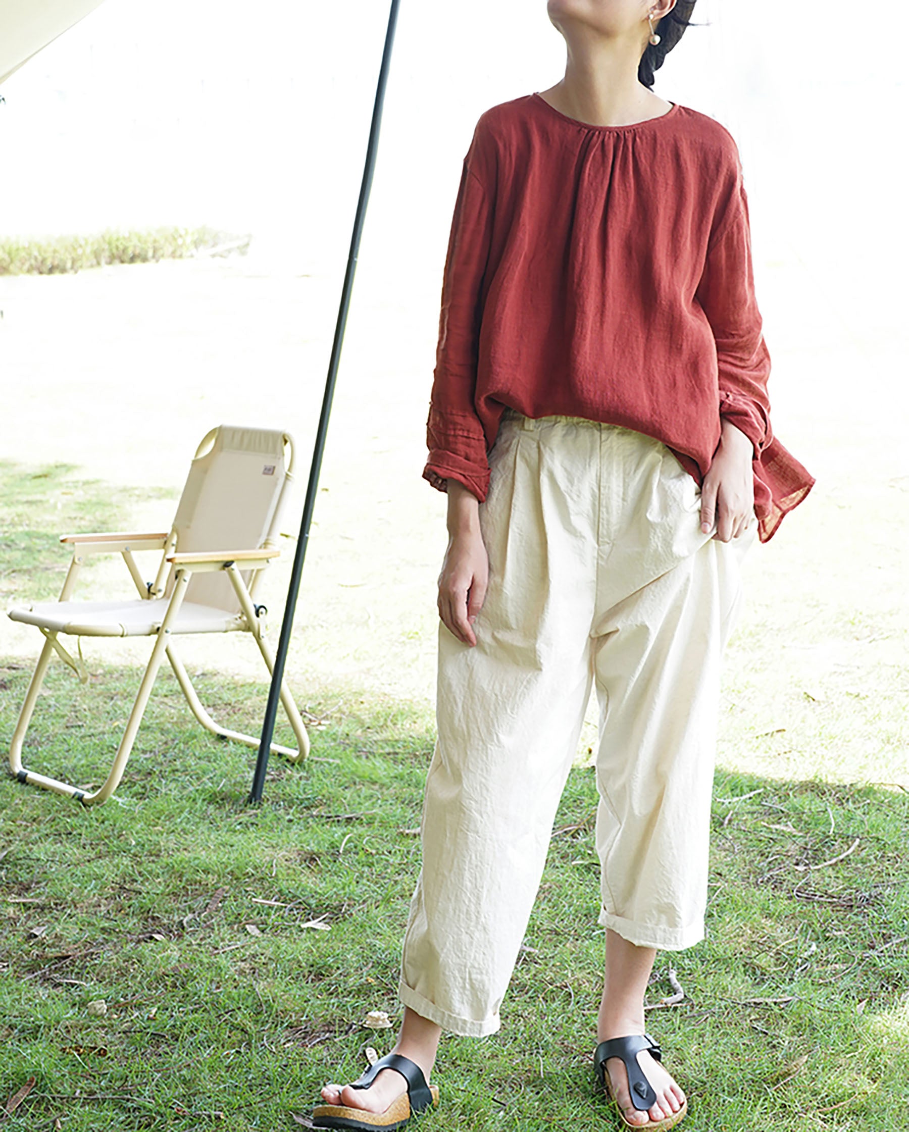 edoa Loose Fitting Linen Top