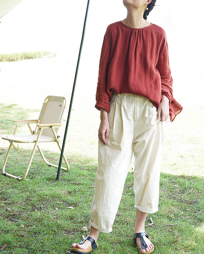 edoa Loose Fitting Linen Top