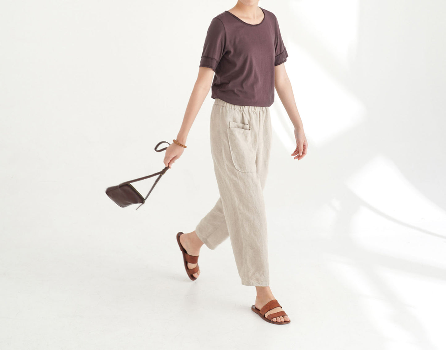 edoa Twin Patch Pockets Tapered Linen Pants