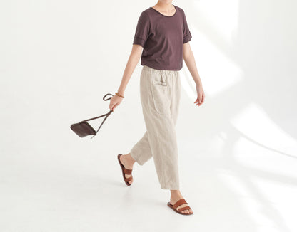 edoa Twin Patch Pockets Tapered Linen Pants