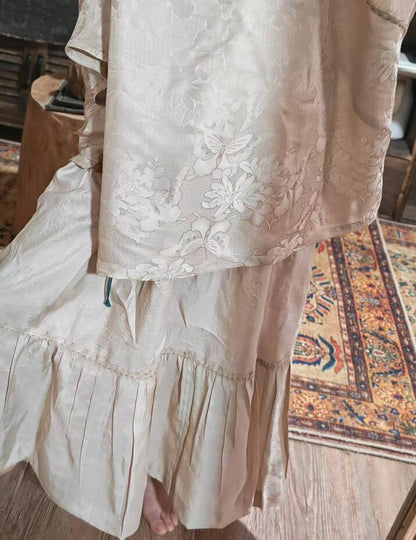 Undyed Tussah Silk Ruffle Skirt sk0080 X319