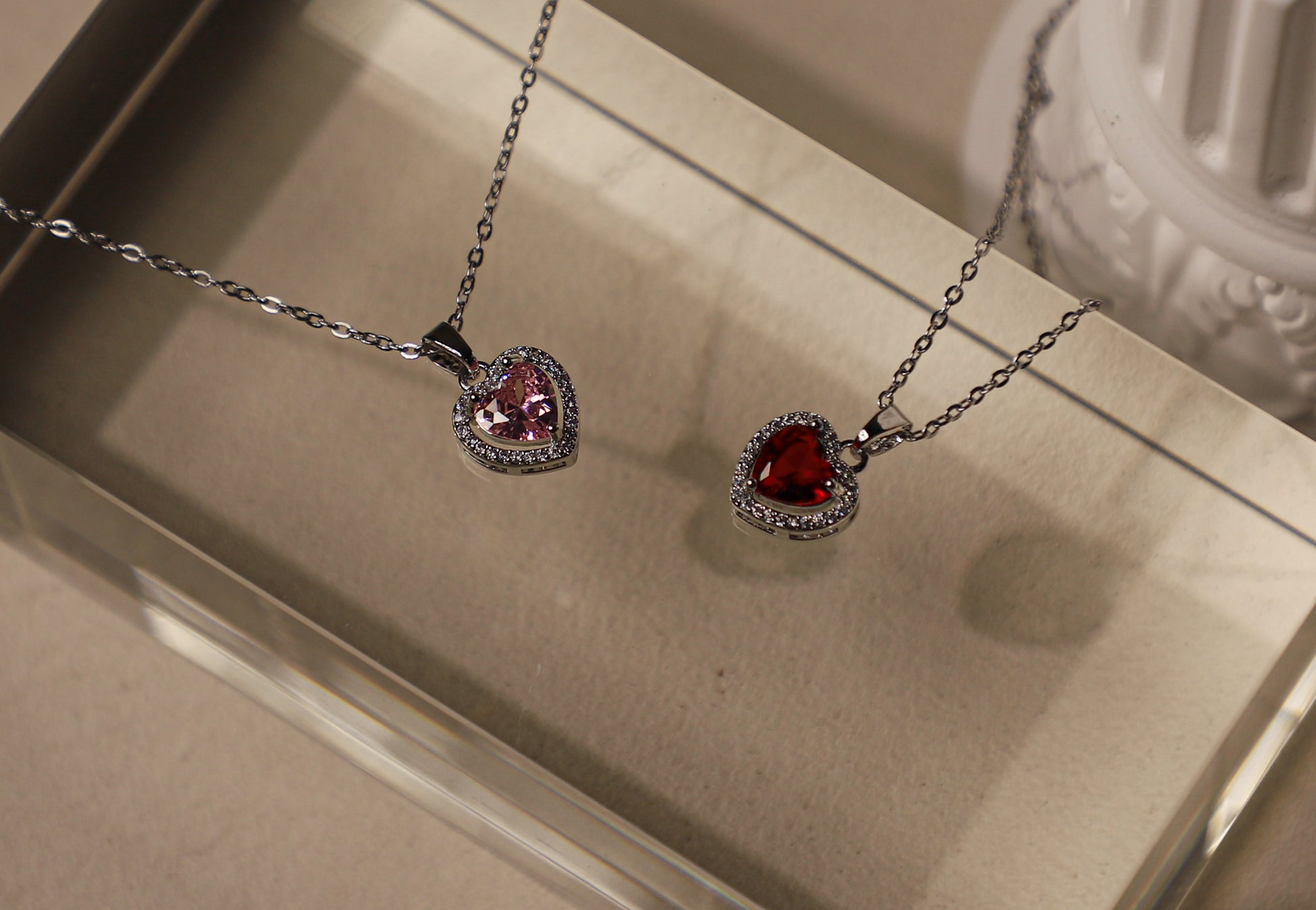 edoa Sparkling Crystal Heart Halo Pendant Necklace