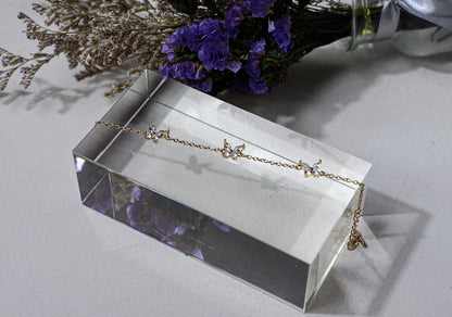 edoa Minimlaist Triple Dinamond Butterfly Bracelet 