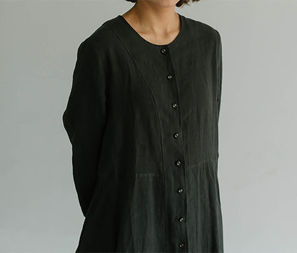 edoa Relaxed Fit Linen Cocoon Dress