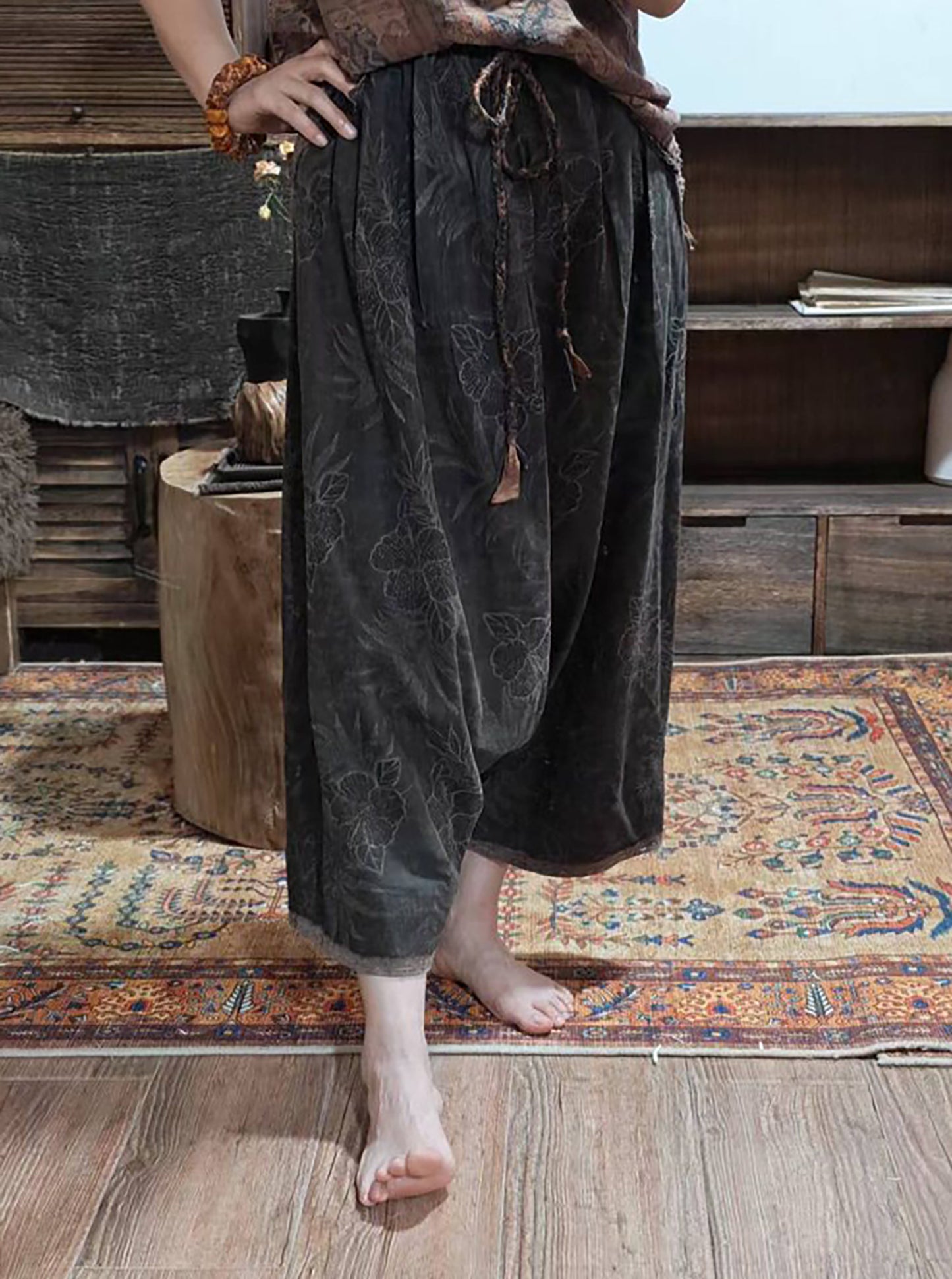 Mud Noil Silk Jacquard Harem Pants pa0170 X317