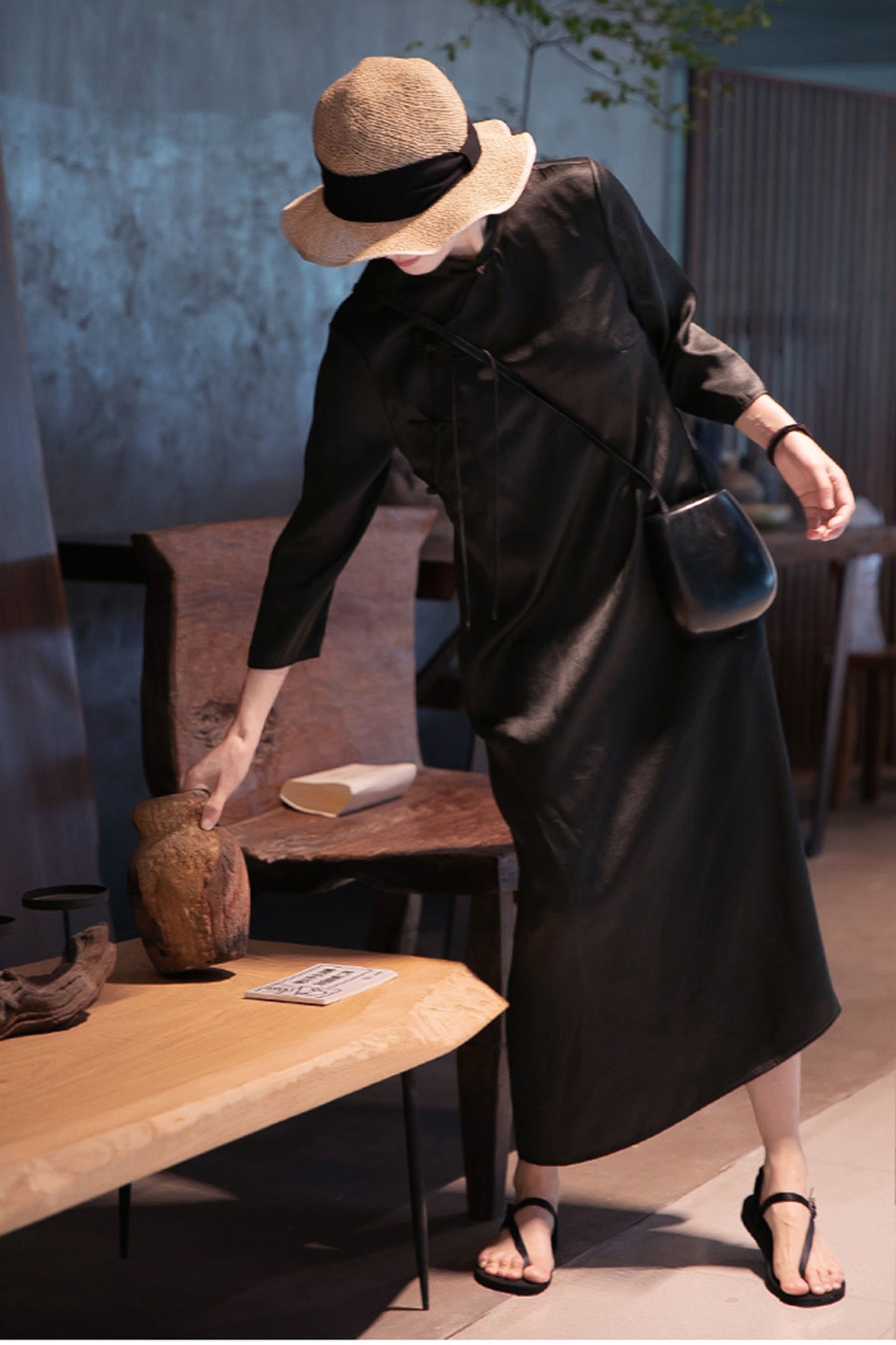 edoa Mud Silk Satin Qipao