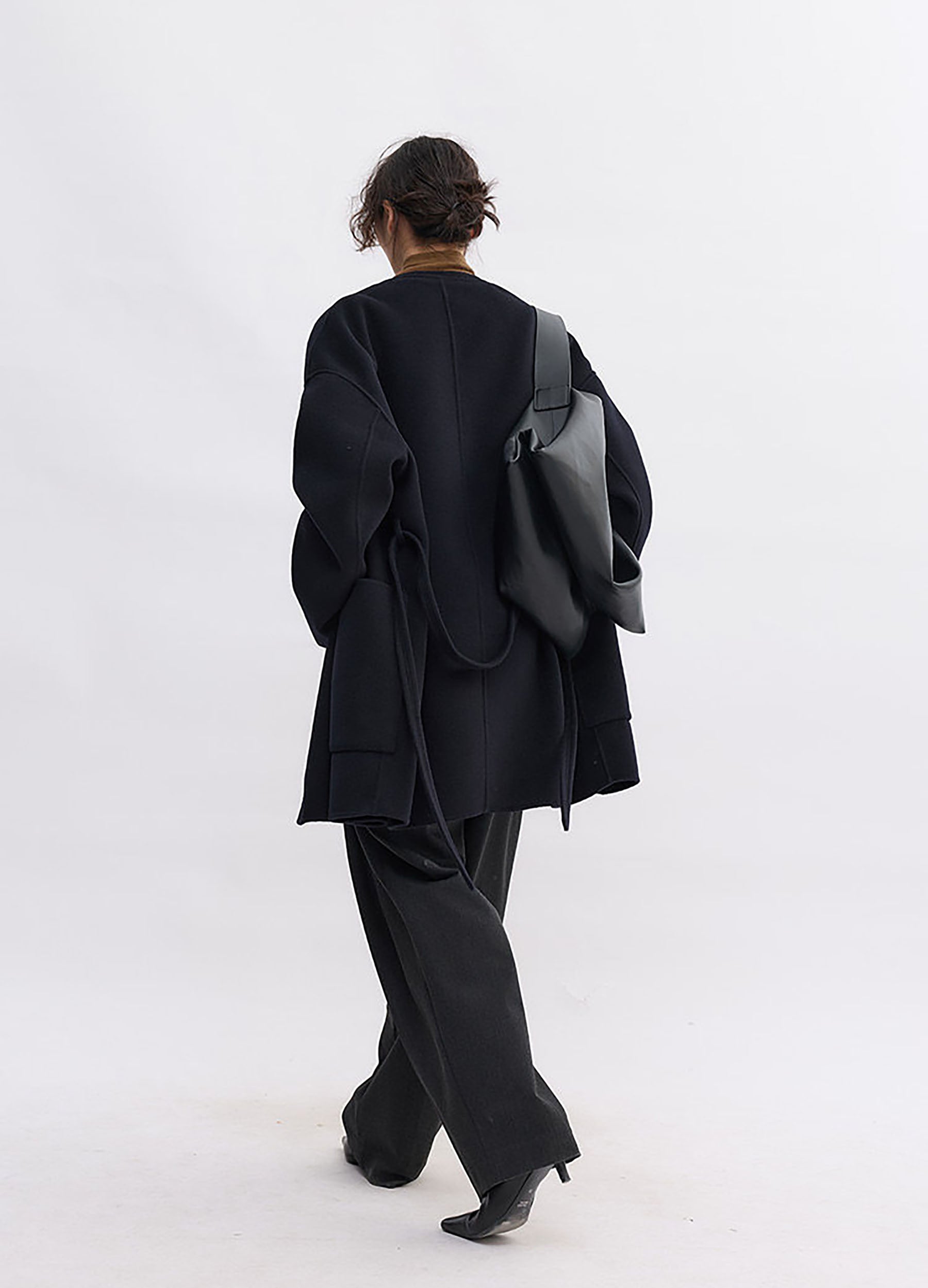 edoa V-neck Double-faced Wool Wrap Coat