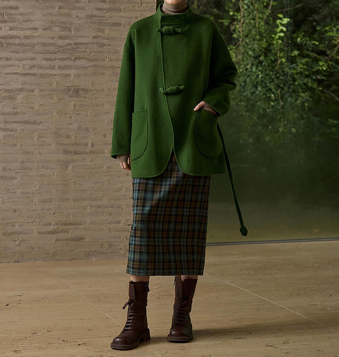 edoa New Chinese Style Double-faced Wool Coat