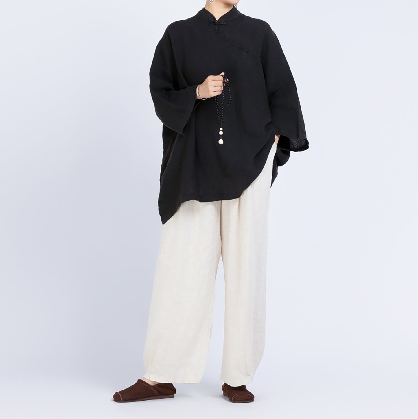 edoa Loose Heavy Weight Linen Retro Blouse