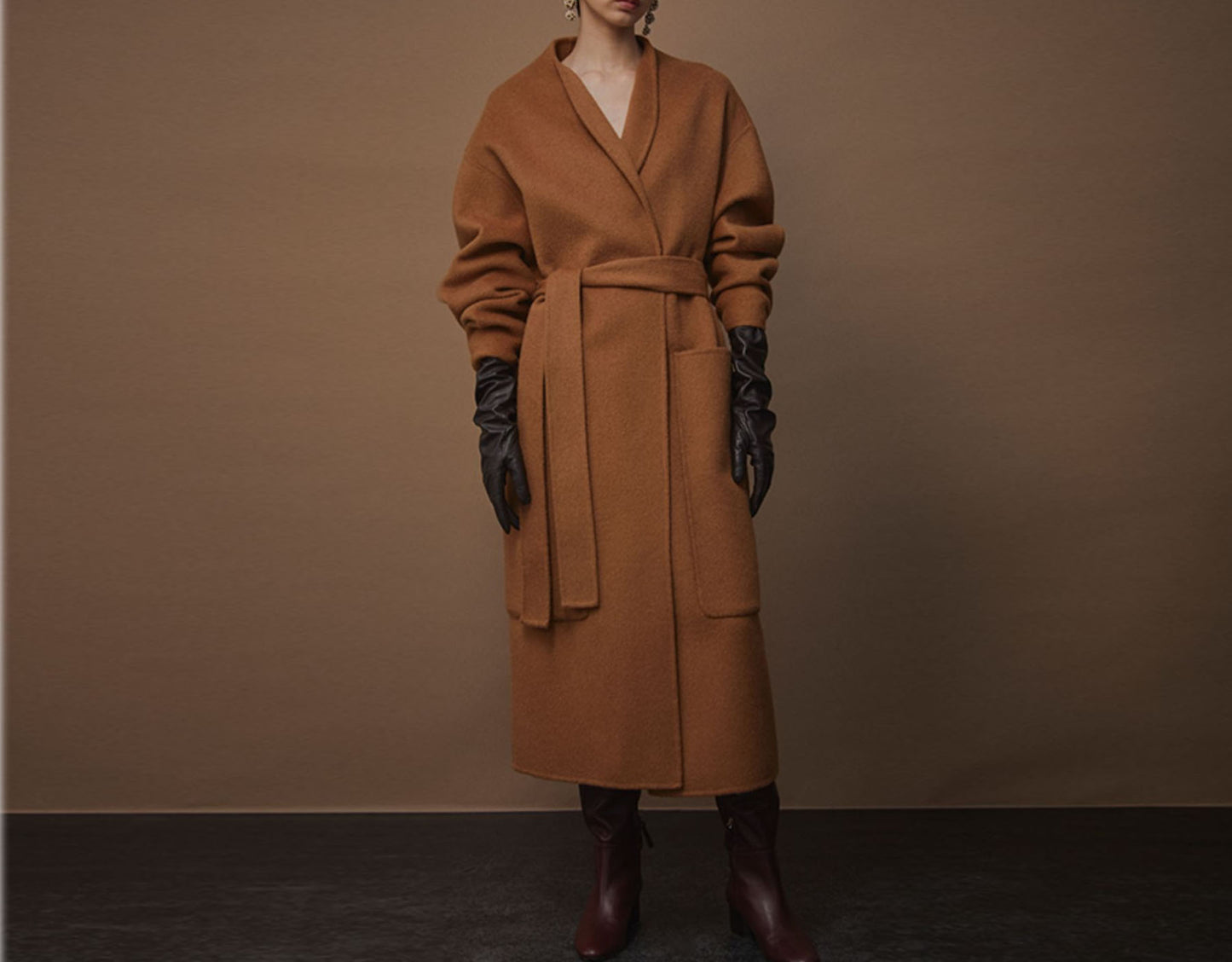 edoa Double Faced Wool Wrap Coat