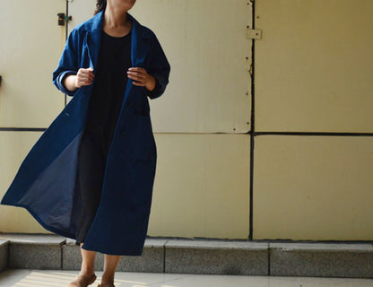 edoa Double Breasted Plant dyed Cotton Trench Coat 